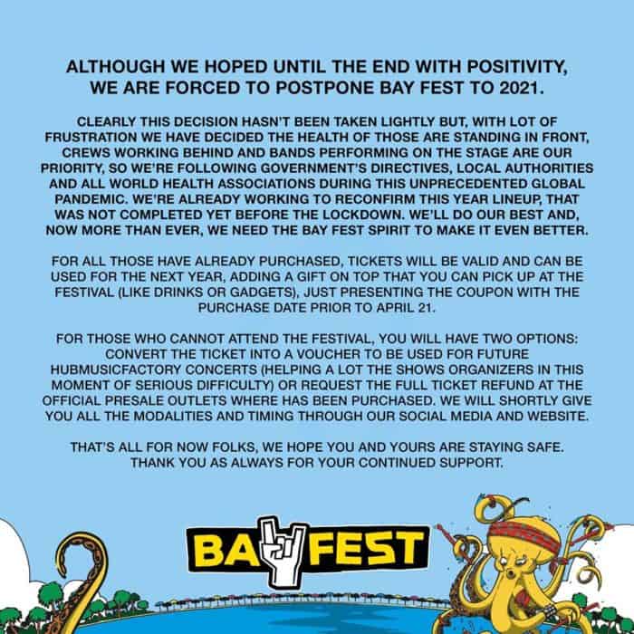 Bay Fest : Rinviata l’edizione 2020