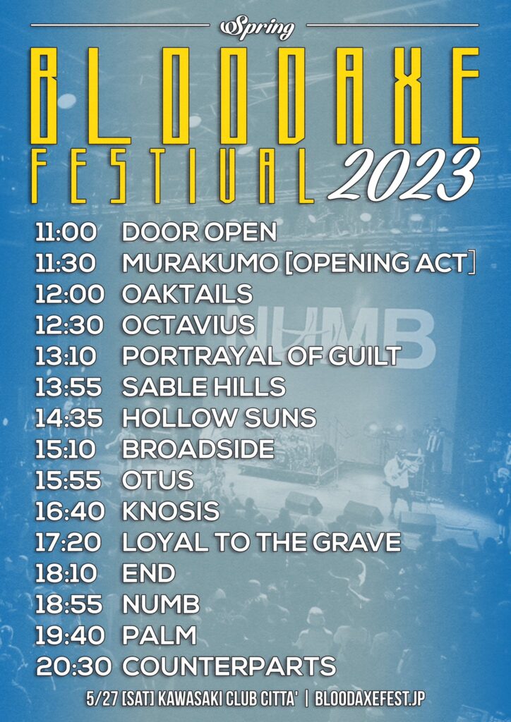 BLOODAXE FESTIVAL SPRING 2023 TIME TABLE&GUIDELINE