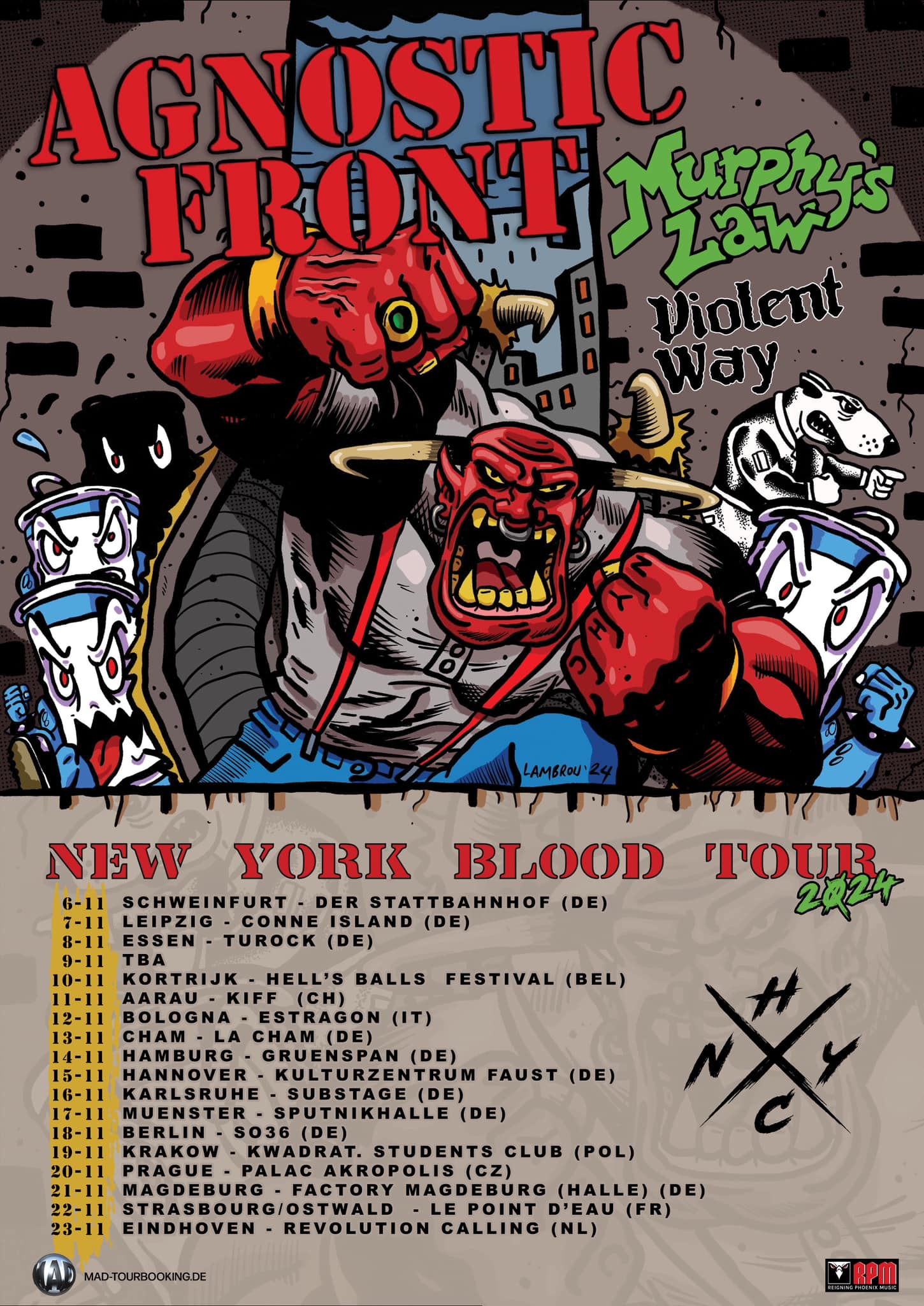 New York Blood Tour 2024 mit Agnostic Front, Murphys Law & Violent Way
