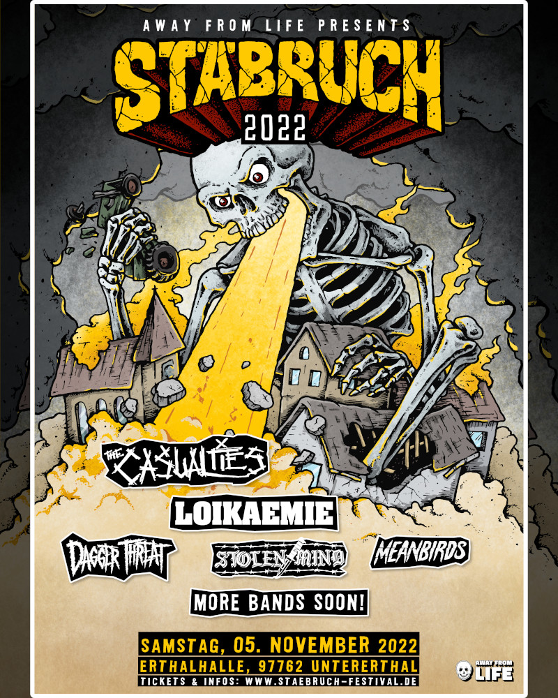 Stäbruch Fest 2022: 1. Bandwelle mit The Casualties, Loikaemie & mehr