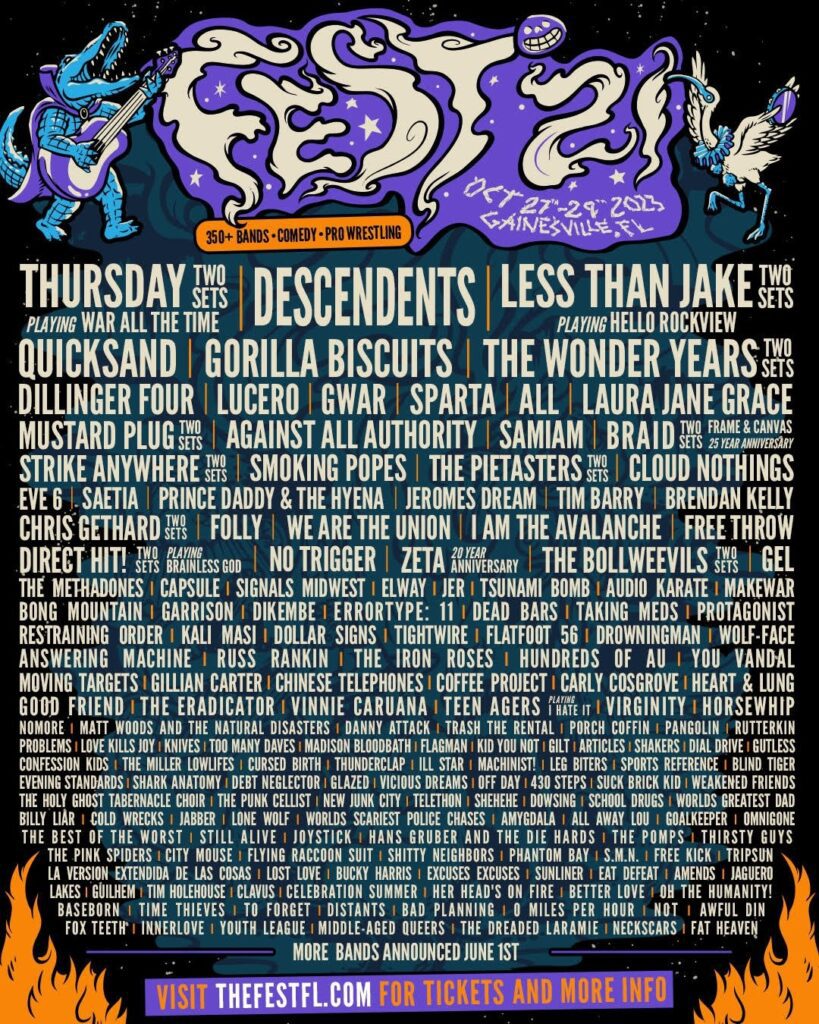 DS News: Full FEST 21 Lineup Announced (Descendents, ALL, Samiam, Lucero, Thursday, literally every band)