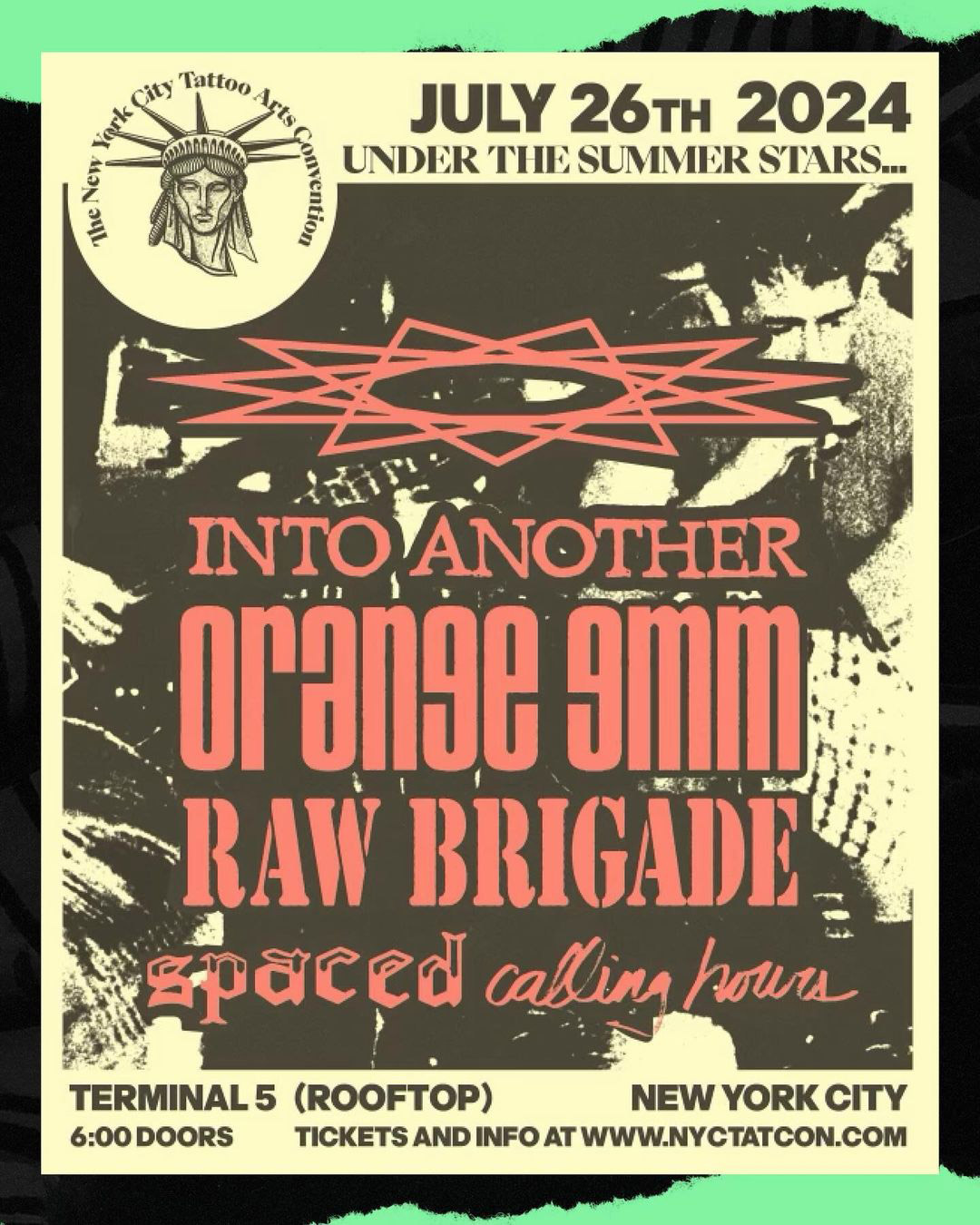 Integrity (2nd NYC show ever!), Orange 9mm (reunion!), Into Another, Earth Crisis, Deadguy set for tattoo con
